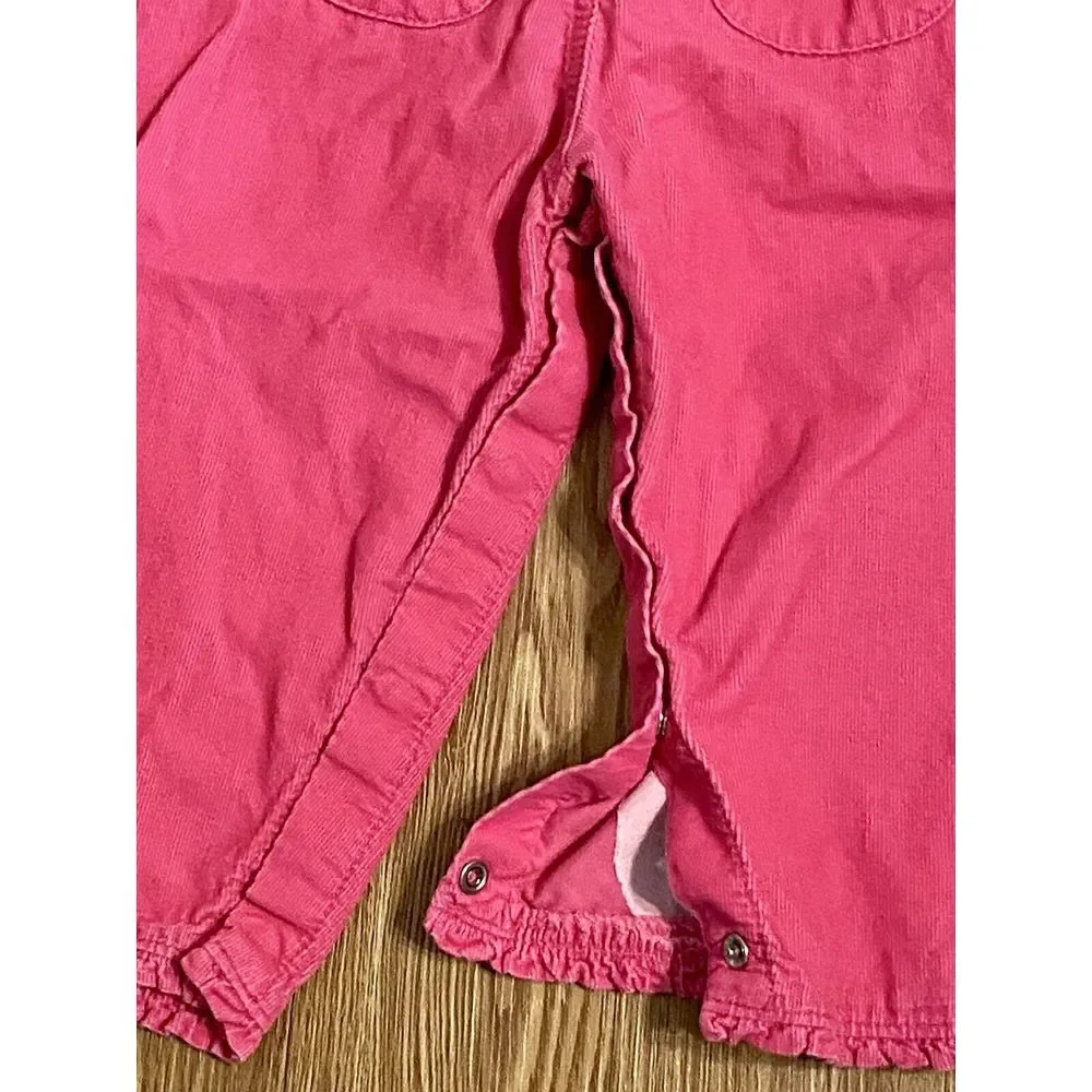 Osh Kosh B'Gosh Vestbak Overalls Sz 24 Mo Hot Pink Corduroy Embellished Snap Leg
